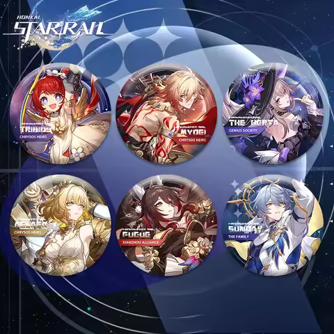 58mm Games Honkai Star Rail Button Pin Cartoon Tribios Aglaea Herta Mydeimos Fugue Sunday Rappa Boot