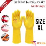 IZ - Latex Dotted Dishwashing Rubber Gloves Size XL Rubber Glove 32Cm | Long Rubber Gloves, 2 Pcs | 
