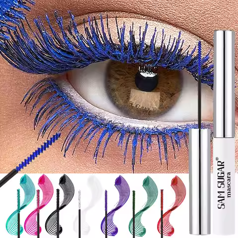 Colorful Curling Mascara Fine Brush Lengthens Eyelashes Thick Waterproof Blue Mascara Natural Eyelas