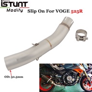 Slip On For VOGE 525R Mtorcycle Exhaust Escape Systems Modified Stainless Steel Tube Middle Link Pipe Connection 51mm Mu