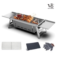 T2P BBQ Grill C Portable Charcoal Foldable Grills Outdoor Cooking for Picnic Stainless Steel Table
