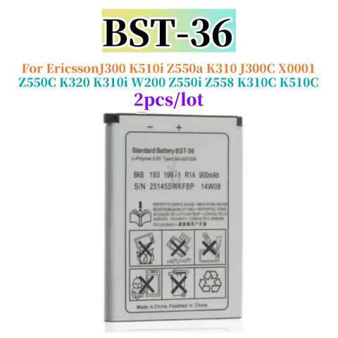 2pcs/lot BST-36 Battery 780mAh For Sony Ericsson J300 K510i Z550a K310 J300C X0001 Z550C K320 K310i 