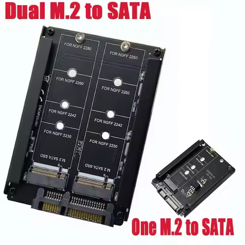 OULLX M.2 NGFF Dual SSD B+M Key to 2.5inch SATA3.0 Adapter Card B key With Enclosure Socket (Not Sup