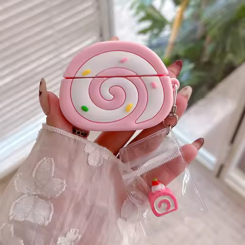 3D Swiss Roll Cake Headset Case for Apple Airpods 1 2 3 4 Pro 2 Wireless Earphone Cover Jelly Roll C