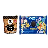 IRVINS Salted Egg Fish Skin 210g + Oreo Pokemon Vanilla Multipack Biscuits 248.4G - 248g 