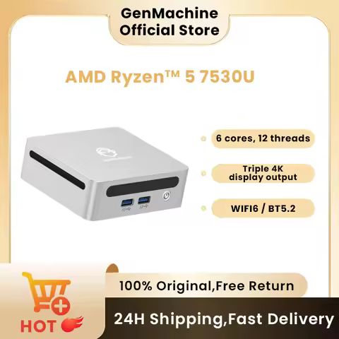 2025 GenMachine Mini PC R5 7530U 5600H 5700U 4500U Windows 11 Ryzen DDR4 3200MHz WiFi6 BT 5.2 Gaming