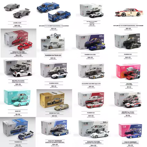 POP RACE 1:64 Mazda RX7 Toyota, Nissan Skyline, Porsche Alloy Model, Series