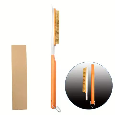 Heat-Resistant Stainless-Steel Pizza Oven Brush 2-in-1 with Stone Scraper for Ooni Pizza Oven - Pizz