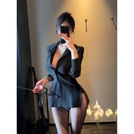Yujie Black Striped Long sleeved Shirt Women s Spring and Autumn Thin Suit Jacket Waist Slim fit Top