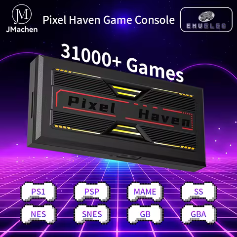 JMachen Pixel Haven Retro Game Console with 31000+Games&20+Emulator for PS1/PSP/MAME/SS/NES/SNES RK3