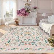 8x10 Pink Floral Area Rug, Large Washable Living Room Carpet for Girls Bedroom, Nursery or Playroom,