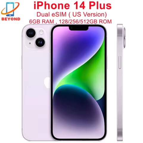 Apple iPhone 14 Plus Dual eSIM 128/256/512GB ROM 6GB RAM 6.7" Genuine Super Retina OLED Face ID NFC 