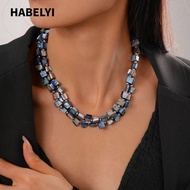 HABELYI Beaded Necklace, Exaggerate Double-layer Colorful Necklace, Fashion Elegant Irregular Jewelr