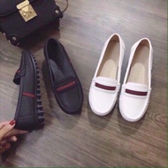 Red striped moca shoes (small form)