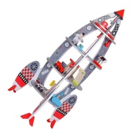 Wooden large simulation rocket childrens educational toy ของเล่น บล็อกก่อสร้างจรวดอวกาศของเล่น ชุดตั