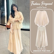 Summer maternity outfit, thin dress, cool temperament style, royal sisters style