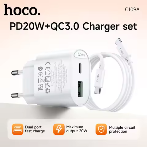 HOCO PD20W QC3.0 Fast Charging Phone Charger For Xiaomi 15 17 Ultra PD3.0 USB C Port Travel Wall Ada