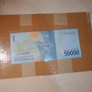 uang 50000 i gusti ngurah rai 2016 nomor seri solid WQA555555 (asli)