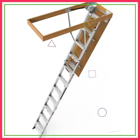 Retractable Aluminum Attic Ladder, Folding Pull-Down Stairs for 7'8"-10'3" Ceilings, 375 lbs Capacit