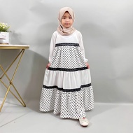 hk3 GAMIS ANAK PUTIH KOMBINASI POLKADOT ONDE EMI RENDA SYARI CANTIK