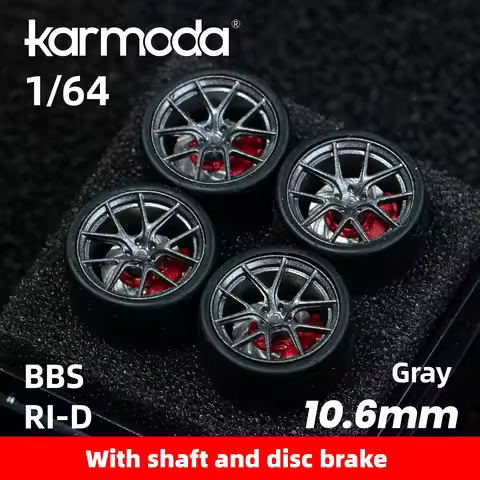 1/64 Karmoda Wheels with Rubber Tires Model Car Modified Parts BBS RS JDM VIP For Tomica MiniGT（with