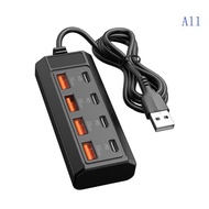 All 8 Port USB C Adapter With 4 USB And 4 Type C Charging Ports For Multiple Devices