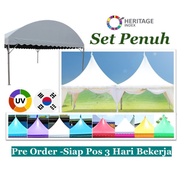 Full Set Siap Pos Khemah Arabian 20 x 20 PVC Tarpaulin Kanvas Korea Canopy UV Tent Kanopi Kenduri UV