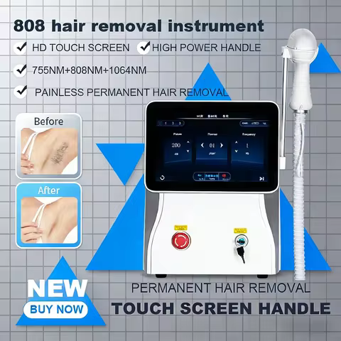 808 Diode Laser Hair Removal Device 755nm 808nm 1064nm Professional 3 Wavelength Cooling Handle Pain