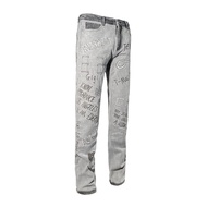 รวมแล็บ Inside Out Vintage Washed Graffiti Tagging เดนิม กางเกงยีนส์ Youth สลิมฟิต High สตรีทสไตล์ ซ