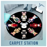 Karpet Velvet Bulat Kaws Sesame Street Bearbrick Design Round Carpet Besar Murah Gaming Chair Carpet