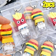 2-1Pcs Hamburg French Fries Fidget Keychain - DIY Keyboard Relief Stress Pinch Toy Gifts - Finger Ke