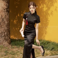 cheongsam dress cheongsam muslimah plus size cheongsam Black Cheongsam New Style 2025 Improved Young