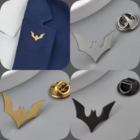 Dark Bat gold-plated badge, suit lapel pin stainless steel black, women's anti-exposure button, men'