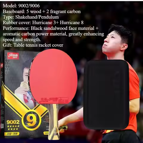 DHS Malong H9002 Professional Table Tennis Racket 9-Star 5-Ply Wood 2-ALC Offense Ping Pong Racket w
