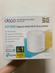 TP-Link Deco X20 AX1800 Mesh 雙頻智慧無線網路 WiFi 6 分享器 網狀路由器