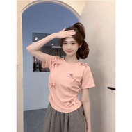 Elliot Ba Chiều Trang Trí Áo Thun Nữ Tay Ngắn Cho Nữ Độc Đáo Thiết Kế Nút Thắt Bướm Mỏng Phù Hợp Với