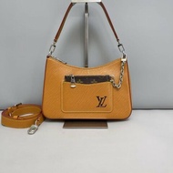 LV路易威登 Marelle焦糖色水波紋子母包肩背包 晶片款