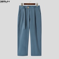 Medussa INCERUN Mens Formal Business Casual Straight Leg Trousers Chino Work Office Long Pants (สไตล์เกาหลี)