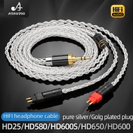 ATAUDIO HiFi Headphone Cable Pure Silver 8 Shares Earphone Cable for Sennheiser HD580 HD600 HD650 HD