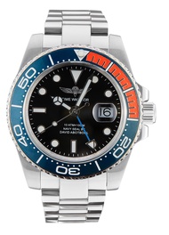 TIME WARRIOR GMT Master Watch Orange and Blue Titanium Ceramic Bezel, Ronda 505 Quartz Movement Sapp