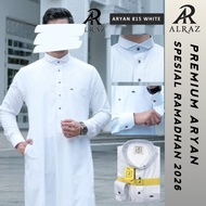 KEMEJA | Al Raz Premium Men's Robe "Aryan" White Shirt Collar Cuff | Saudi adult muslim Gamis