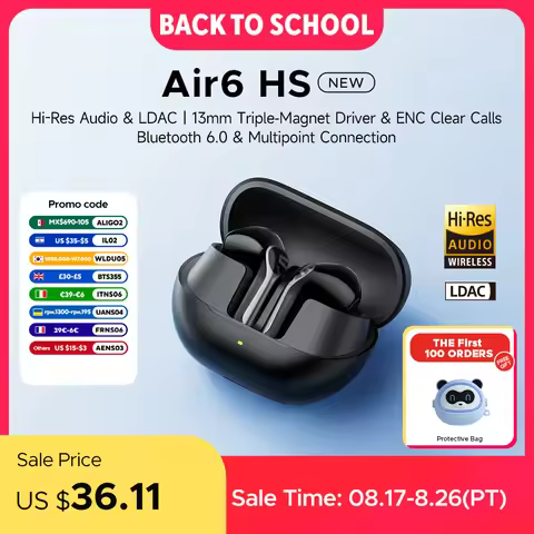 SOUNDPEATS Air6 HS Wireless Earbuds, Bluetooth 6.0 Headphones with 13mm Triple-Magnet Driver, LDAC H