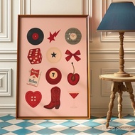 Retro Pop Culture Poster – Disco Ball, Marlboro, Dice & 8 Ball Wall Art – Funky Aesthetic Print for 