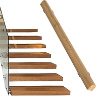 Stair Bannister Handrails 50~350cm Wooden Handrail Complete Set, Indoor Outdoor Elderly Children Lof