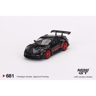 Mini GT 681 Porsche 911 (992) GT3 RS Black with Pyro Red