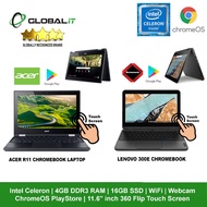 (Refurbished) HP / Dell / Lenovo / Acer / Intel Celeron / 4GB RAM / 16GB SSD Laptop / Flip 360 Degree / Play Store