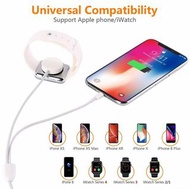2in1  Apple Watch Charger, 2 in 1 iphone Charger With 3.3ft/1.0m Portable Charging Cable Compatible With for Apple Watch Series 4/3/2/1, iPhoneXR/XS/XS Max/X/8/8Plus/7/7Plus/6/6Plus/iPad4/iPad Air 蘋果手錶手機充電缐
