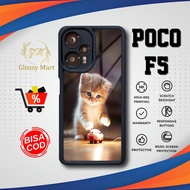 Latest P0C0 F5 Case - P0C0 F5 - Cute Cat Motif - Premium Glossy Softcase Hardcase Material - P0C0 Gl