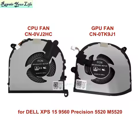 VJ2HC TK9J1 CPU GPU Cooling Fans for DELL XPS 15 9560 Precision M5520 Computer Notebook Cooler Fans 