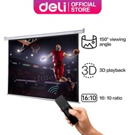 Deli 16:10 120 Inch Projector Screen with Electric Remote Control Automatic Pull Down HD Projector S